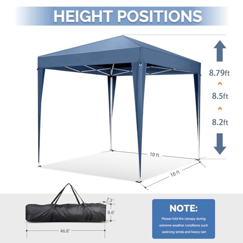 VINGLI 10x10 Pop Up Canopy Tent with Sidewalls, Outdoor Gazebo Canopy Tent, Patio Event Tents Outdoor Event Shelter for Parties (Blue) - color: Blue, size: 10x10