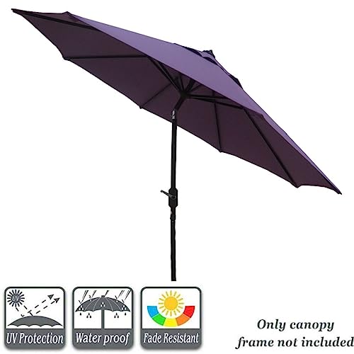 9ft Market Patio Umbrella Canopy - 8 Ribs Canopy Replacement - UV Protective UPF 50+ and Fade Resistant Patio Canopy - Wind Vent Replacement Canopy Cover (Canopy Only) (Purple) - color: Purple