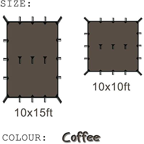 KALINCO Waterproof Camping Tarp Tent Hammock Rain Fly, 10X10FT/10X15FT, Mutifunctional Tent Footprint Lightweight Tarp for Camping, Hiking and Survival Shelter - color: Coffee-10x15ft