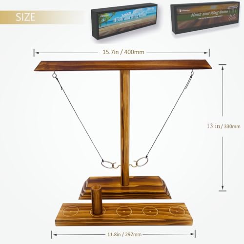 Ring Toss Games for Adults, Indoor Outdoor Yard Games, Patio Decor, Wooden Hook and Ring Game for Bars, Home, Party - color: Large Size- 15.7" X 13"Dark Wood