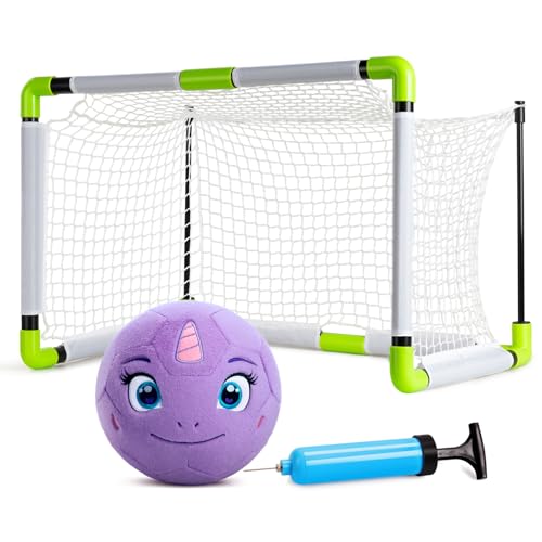 VangeBow Toddler Toy Soccer Goals for Backyard Indoor with Soft Plush Unicorn Ball, Mini Soccer Nets and Ball Set for Kids(Pump Include) - style: Unicorn Ball & Goal