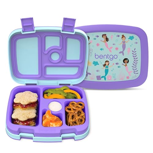 Bentgo Kids Prints Leak-Proof, 5-Compartment Bento-Style Kids Lunch Box - Ideal Portion Sizes for Ages 3-7, Durable, Drop-Proof, Dishwasher Safe, & PFAS & BPA-Free Materials (Mermaids in the Sea) - color: Mermaids in the Sea