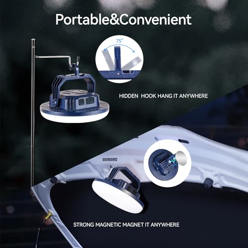 VAVOFO 42W LED Camping Lantern Rechargeable, 4000LM,180 LED with 3 Lighting Modes, 10,000mAh Portable Tent Light with Magnet, IP65 Waterproof for Emergencies , Power Outages,Hurricane (Blue) - size: 42W(Blue)