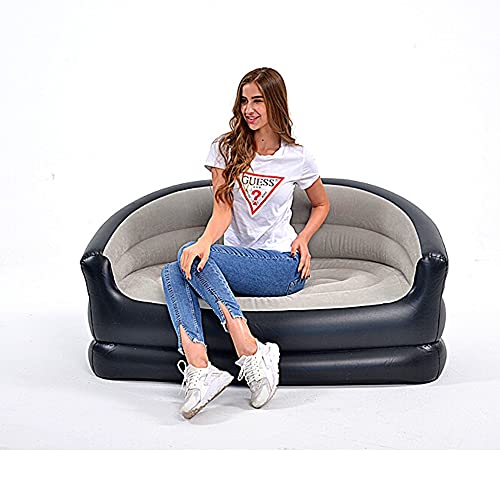 Yosogo Folding Portable Inflatable Double Sofa, Lazy Flocking Two-Seater Lounge Chair with Electric Air Pump - Great for Pop Up Indoor Living Room and Outdoor