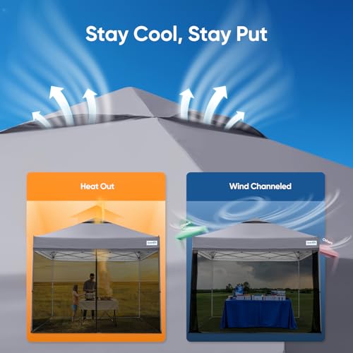 Quictent 10x10 Pop Up Screened Canopy Tent, Instant Setup for 1 Person with Netting, Portable & Compact, Waterproof & UV Protection, Ideal for Camping, Beach, Parties, and Outdoor Events - color: Charcoal Gray