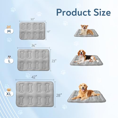 Magik & Kover Summer Dog Cooling Mat, 2 Pack 30" x 19" Indoor Outdoor Cooling Mat for Dogs Medium, Machine Washable Thickened Non-Slip Cool Pad for Dogs Cats, Grey - size: 30 x 19 Inch
