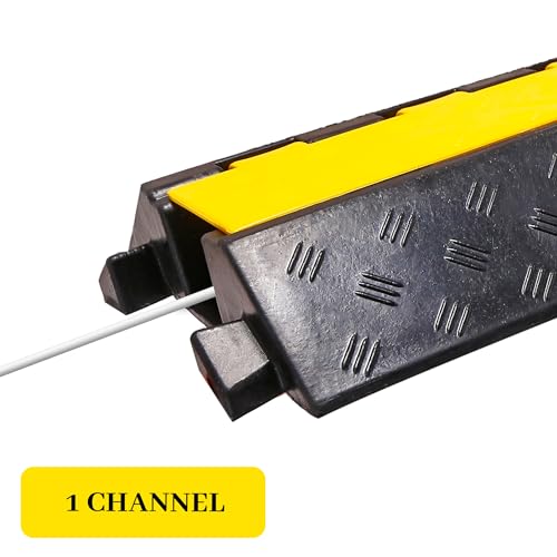 Rubber Cable Ramp Cable Protector Ramps Wire Hose Protective 1 Channel Traffic Rubber Plastic Cord Cover Speed Bump for Asphalt Concrete Gravel Driveway Outdoor, 1 Pack - color: 1 channel-1 pack