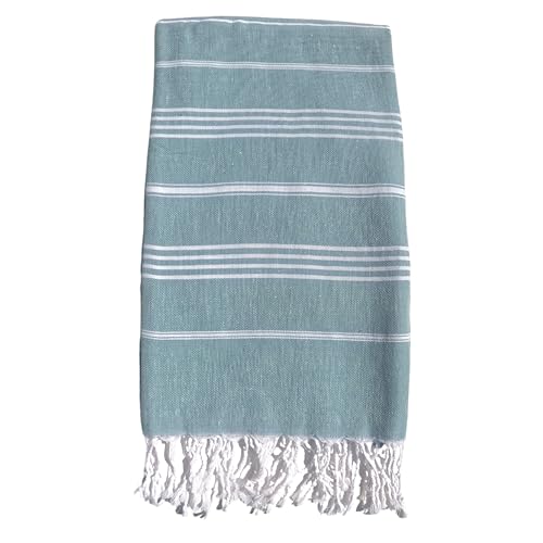 Turkish Beach Towel 100% Organic Cotton Extra Large Oversized (39 x 71 Inches) Quick Dry Sand Free Light Weight Prewashed for Bath Beach Gym Yoga Travel Towel Blanket (Sea Glass) - color: Sea Glass