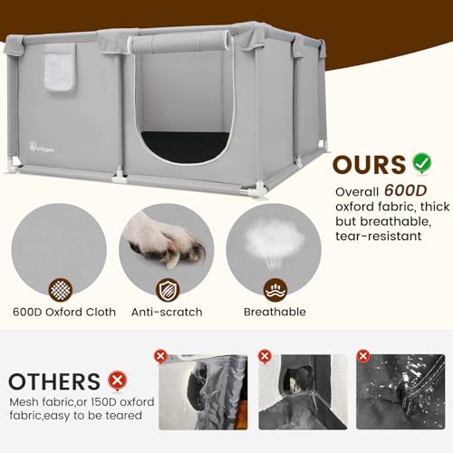 Whelping Box for Dogs - 50"L*50"W*25"H Dog Whelping Play Pen for Puppies,Pet Whelping Box Overall 600D Oxford Fabric with Absorbent Whelping Pad,Dog Birthing Box for Large Medium Small Dogs - color: gray-50*50*25inch