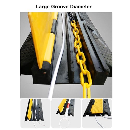 Cable Protector Ramp, 2 Channel, Driveway Hose Protector, Prevent Trip Hazard for Home Office or Outdoor Settings, Rubber Cable Cover with Yellow Plastic Lid, for Indoor&Outdoor (Color : 3 Pack) - color: 3 Pack