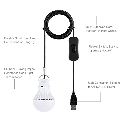 4-Pack Onite USB LED Light Bulb, Emergency Backup Lighting for Camping, Garage, Power Outage Preparedness, for Portable Power Station & Solar Panel, Outdoor Lantern, Warm White - size: 4-Pack