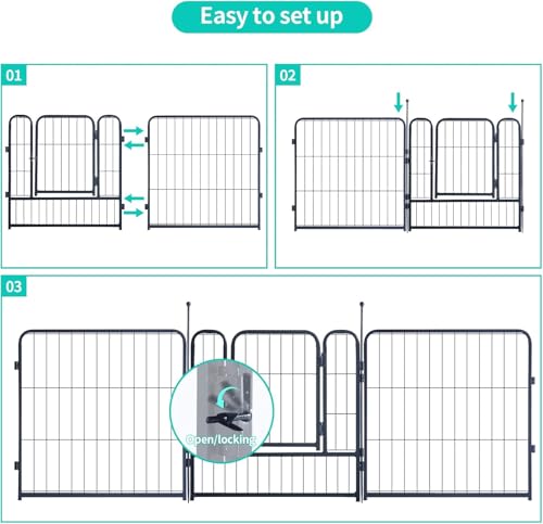 Dog Playpen,Portable Outdoor Dog Fence, Dog Playpen for Large/Medium/Small Dogs, Dog Fences for The Yard,with Doors Foldable Metal (16 Panels, 45 inch)