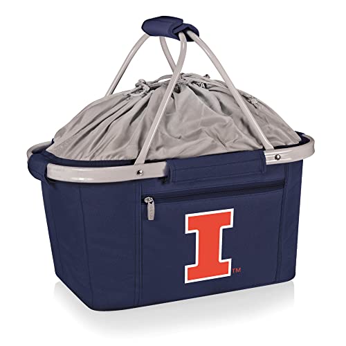 PICNIC TIME NCAA Illinois Fighting Illini Metro Shopping Basket - Insulated Picnic Basket - Collapsible Market Basket - Utility Tote Cooler Bag