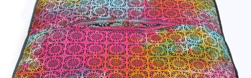 Large Hippie Mandala Round Floor Pillow Cover Ottoman Pouf Cover Daybed Cotton Cushion Cover with Heavy Duty Zipper Seating Ottoman Poufs Dog-Pets Bed (MUlti Elephant Flower, 35" Square) - color: Multi Elephant Flower, size: 35" x 35" (Pack of 1)