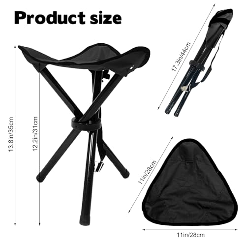 Travel Folding Camping Stool, 14.6 inches Tripod Chair and Maximum weight 210 lbs Outdoor Portable Party Chair Fishing Chairs Seat for Camping Fishing Hiking Gardening and Garden Painting Black - color: Black
