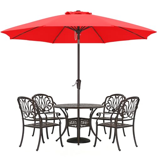 ABCCANOPY 10FT Patio Umbrella, Outdoor Waterproof Table Umbrella with Push Button Tilt and Crank, 8 Ribs UV Protection Pool Umbrella for Garden, Lawn, Deck & Backyard (Red) - color: Red, size: 10FT