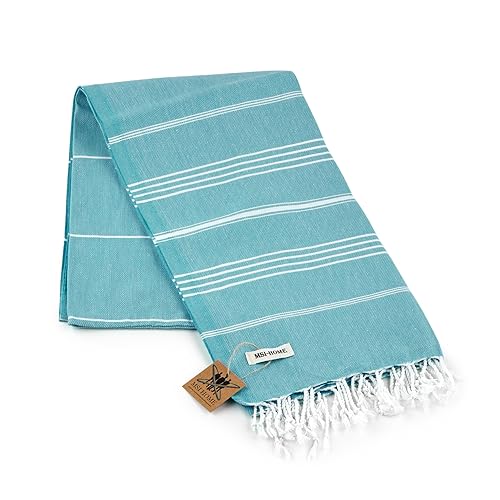 100% Organic Turkish Cotton Beach and Bath Towel, Peshtemal Towel Blanket, Quick Dry Sand Free, Oversized Light Compact, Diamond Weave, Prewashed, 71 x 39 Inches (Turquoise) - color: Turquoise