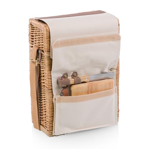 PICNIC TIME Corsica Wine and Cheese Picnic Basket - Tote Bag - Gift for Wine Lovers, (Beige Canvas), 12 x 7 x 17 (Pack of 2) - size: 9.75 x 6.5 x 13.75 (Pack of 2), style: Corsica Wine & Cheese Picnic Basket, 2-Bottle Wine Carrier