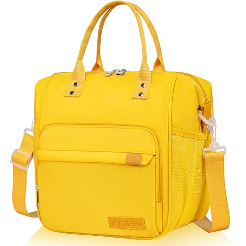 TuErCao Yellow Lunch Box for Women Insulated Lunch Bag for Young Ladies Lunch Tote Bag - color: A17: Yellow, size: Large