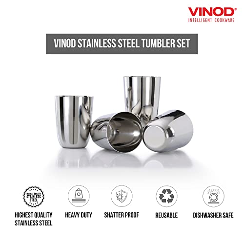 Vinod Stainless Steel Glass Set of 4 - Premium Metal Cups | Beer Glasses | Juice Glass - color: Set Of 4, size: 10 OZ