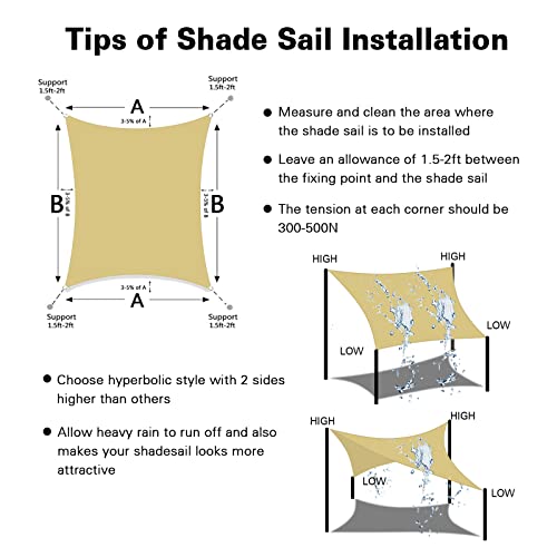 Amagenix Waterproof Sun Shade Sail 10'X13' Sand Shade Canopy Curved Edge 95% UV Blocking Awning Shelter for Outdoor Patio Backyard Garden Activities,Customized - color: Sand, size: 1 0' X 1 3', style: Waterproof Rectangular