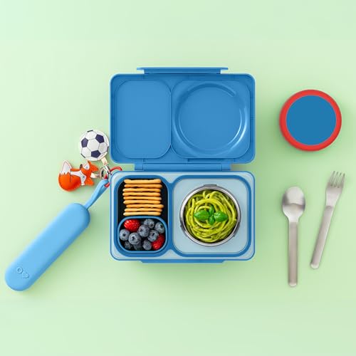 Omie OmieBox Travel Utensil Set | Fork and Spoon with Case for Easy Travel | Stainless Steel Fork and Spoon (Blue) - color: Blue, size: Age: 9+ Years