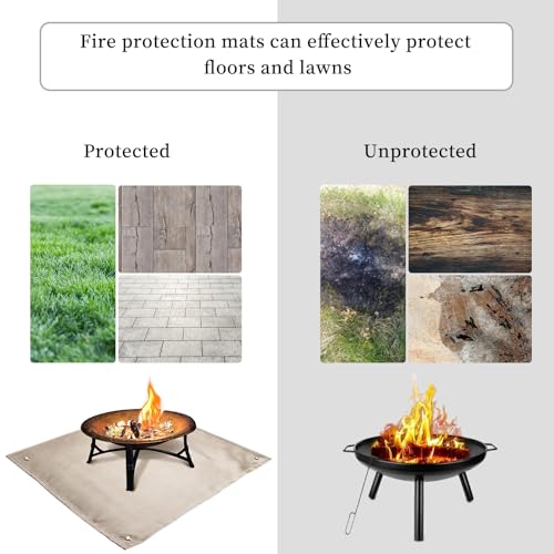39''x39'' Fire Pit Mat - Fireproof Mat for Fire Pit, Wood Deck Insulation, Camping BBQ - Temperature Resistant Fiberglass Fire Blanket for Outside Indoor Lawn Protection