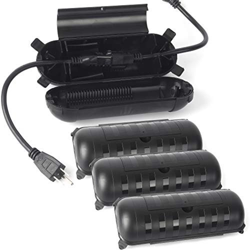CALPALMY (4-Pack) X-Large Outdoor Extension Cord Plug Protector, Weatherproof Extension Cord Connection Box Safety Cover for Outdoor Holiday String Lights, Plug, Socket and Wires, Black - color: Black, size: X-Large (Standard)