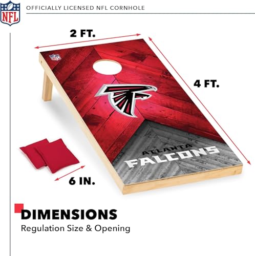 Wild Sports NFL Atlanta Falcons 2' x 4' Regulation Size Solid Wood Cornhole Set with Direct Print HD Team Graphics