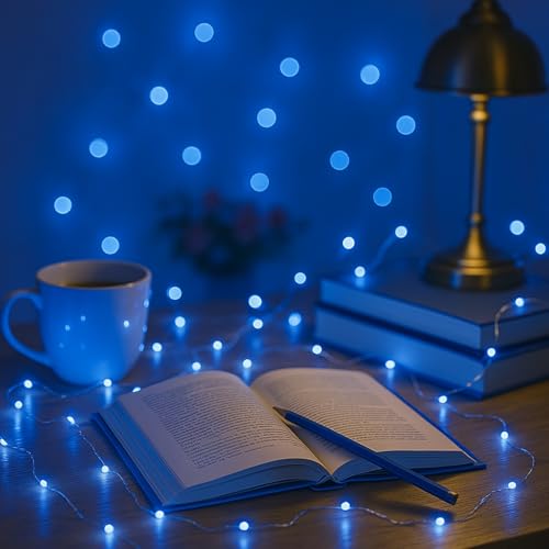 6 Pack Fairy Lights Battery Operated with Timer Silver Wire Mini 13FT 40LED Waterproof Cuttable Twinkle Christmas String Lights for Home Bedroom Wedding DIY Centerpiece Birthday (Blue) - color: Blue