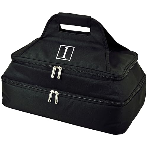 Picnic at Ascot Personalized Monogrammed Insulated Double Layer Thermal Food and Casserole Carrier- Keeps Food Hot or Cold- Designed & Quality Approved in The USA - style: Letter - I