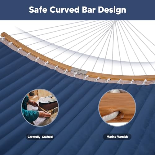 SUNCREAT Portable Outdoor Hammock with Stand, Heavy Duty Hammock with Carrying Bag, Soft Pillow, Balance Ropes, Dark Blue - color: Dark Blue