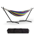 GarveeLife Double 2 Person Hammock, Indoor Outdoor Standing Hammock with Space Saving Steel Stand, Carry Bag, 450 LBS Weight Capacity, Suitable for Garden Camping Beach, Tropical - color: Tropical