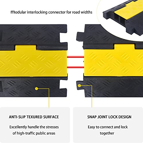 Cable Ramp Cable Protector Ramps Wire Hose Protective 2 Channel Traffic Rubber Plastic Cord Cover Speed Bump for Asphalt Concrete Gravel Driveway Outdoor, 4 Pack - color: 2 channel-4 pack