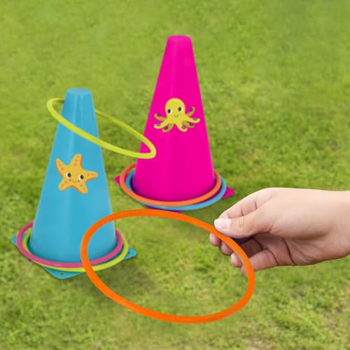 B. toys – Outdoor Games Galore Combo – Ring Toss & Egg-and-Spoon Game Set for Backyard Fun, Party Activities & Family Entertainment – Includes Easy-to-Grip Rings & Spoons – Kids Outdoor Toys 3+ Years - style: Ring Toss & Egg-Spoon Game