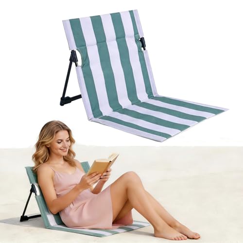 Stripes Foldable Pool Chair,Ultra-Light Portable Beach Chair with Carry Bag for Sunbathing Swimming Poolside Picnic Lawn Road Hiking Trips (1, Green and White) - color: Green and White