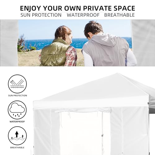 Sunshade Sidewall, SunWall with Door and Window for 10×10 Pop Up Canopy Straight Leg, Outdoor Instant Canopies Wall, 1 Pack Canopy Sidewall Only (Spliceable, White) - color: White - Spliceable