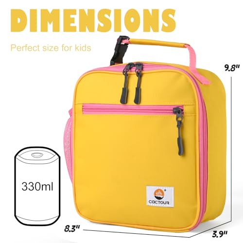 CaCTOUR Lunch Box Kids,Premium Insulated Lunch Bag for Girls Boys,Soft Bag Mini Cooler Back to School Thermal Reusable Lunch Bag for Work School Picnic (Yellow) - color: B-Yellow