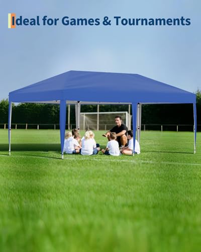10X20 Pop Up Canopy Tent with 6 Sidewalls – Heavy Duty Commercial Instant Shelter, One-Person Quick Setup Outdoor Party Tent, Water-Resistant & Portable, Blue - color: Blue