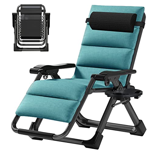 ABORON Zero Gravity Chair,Premium Outdoor Lawn Folding Lounge Chairs,Sturdy Adjustable Reclining Patio Chairs with Removable Cushion,Headrest & Tray - color: Jade Green