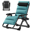 ABORON Zero Gravity Chair,Premium Outdoor Lawn Folding Lounge Chairs,Sturdy Adjustable Reclining Patio Chairs with Removable Cushion,Headrest & Tray - color: Jade Green