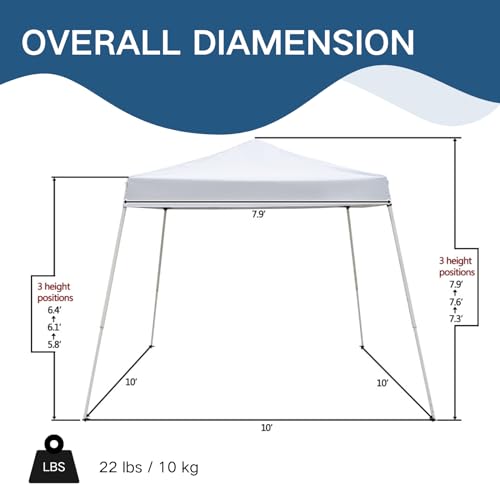 Outvita Canopy 10'x10' Pop Up Commercial Instant Gazebo Tent, Waterproof & UV Protection Canopy Tent with Slant Legs for Party Wedding Birthday BBQ Events - style: 10x10-white