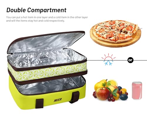 MIER Insulated Double Casserole Carrier Bag Fits 9 x 13 Inches Baking Dish, Casserole Dish, Expandable by Mid Zipper, Grass Green - color: Grass Green