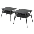 ARROWHEAD OUTDOOR 2-Pack 39" Aluminum Folding Camp Roll Up Table w/Adjustable Height, Undertable Mesh Storage, Carry Bag - color: Black 2pack