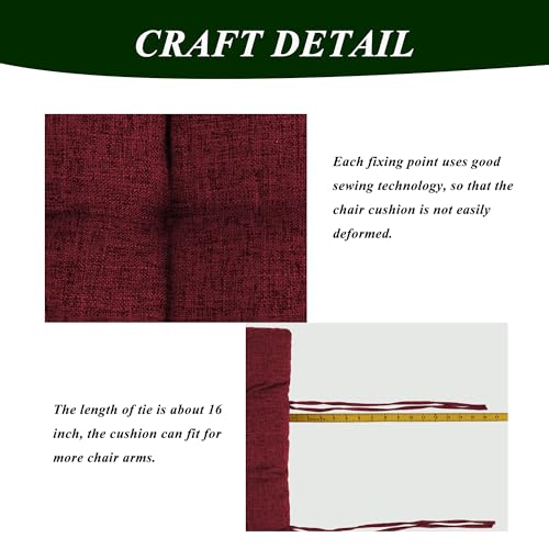 Lounge Chair Cushion Faux Linen Chaise Lounge Cushion with Ties Indoor Long Bench Cushion for Recliner Deck Chair Dormette Swing Bench 63 Inch Red - color: Red