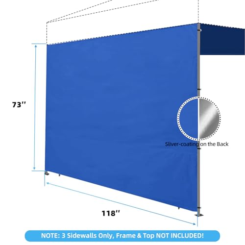 Joramoy Canopy Tent Sidewalls for 10×10 Pop Up Canopy, 3 Pack Instant Canopy Sunwall, Waterproof and UV Protection Canopy Shade Wall, Straight Leg Canopy Sidewalls 3 PCS Only(Blue) - color: Blue, size: 10×10
