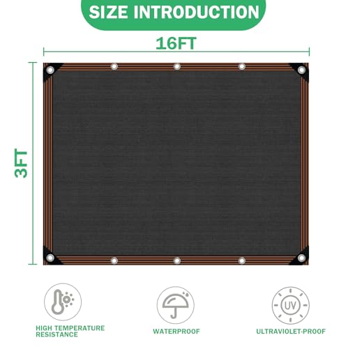 Shade Cloth - for Plants Greenhouse, 70% Sunblock Shade Sails -for Outdoor Garden Pergola Patio Lawn Sun Shade Cloths for Kennel Chicken Coop Easier to Hang Plant Shade Net Cover - size: 3'x16'