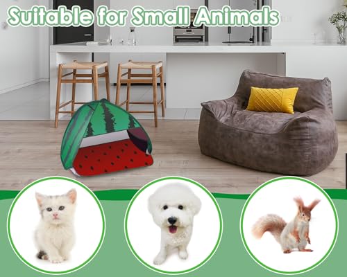 Mini Tent for Pets Small Dog Tent for Beach Portable Pop Up Sun Shade Shelter with Phone Compartment for Puppy and Large Cats Small Animals Sun Canopy for Camping and Outdoor (Watermelon) - style: Watermelon