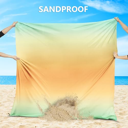 AISPARKY Beach Blanket Waterproof Sandproof Extra Large, Oversized Beach Mat, Quick Drying&Compact&Lightweight, Picnic Blankets Vacation Essentials for Outdoor Beach Camping (79" X 108" (6 Person)) - color: Gradient - California, size: 9' x 6'7"