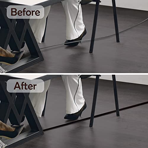 Rubber Bond Cord Cover Floor Cable Protector - Strong Self Adhesive Floor Cord Covers for Wires - Low Profile Extension Cord Covers for Floor & Wall - color: Black - One Thin Cord, size: 4 Feet